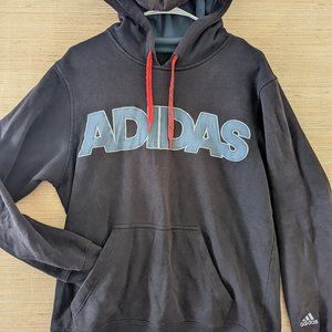 Adidas Mens Fleece Spellout Logo Cotton Blend Pullover Hoodie Medium Black 5.552